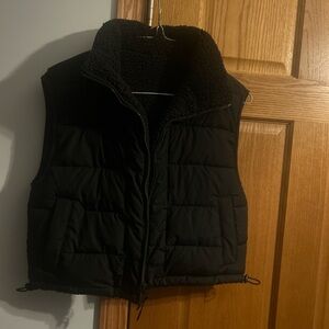 Black Puffer Vest with Fleece Lining